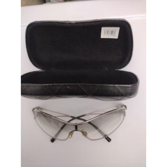 Chanel Sunglasses Womens One Size Silver Rimless Shield Gradient CC Logo Wrap - Picture 2 of 11
